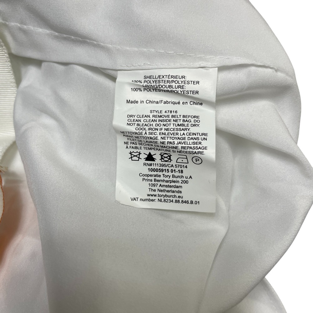 Tory‎ Burch 10 New w/Tags White 100% Polyester Carine Skirt Lined Pleated - Picture 8 of 8